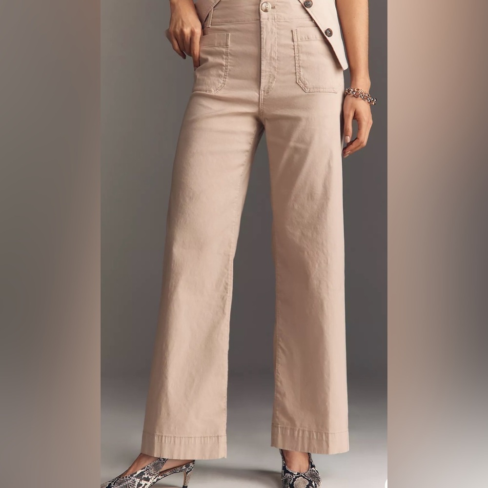 Maeve Wide Leg Pants in Light Beige